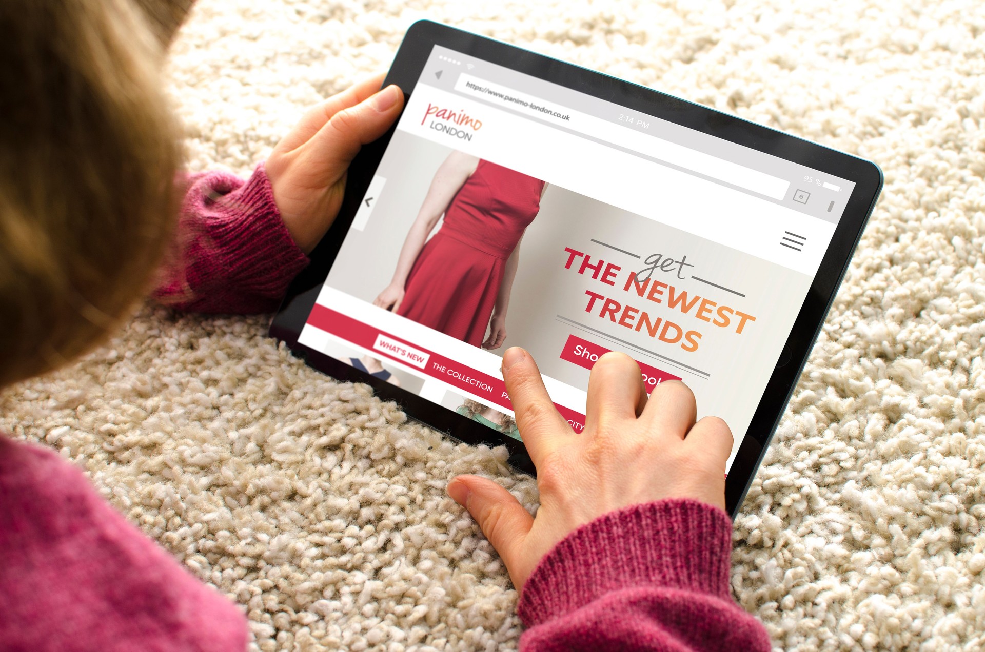 Online shopping with a digital tablet computer from home
